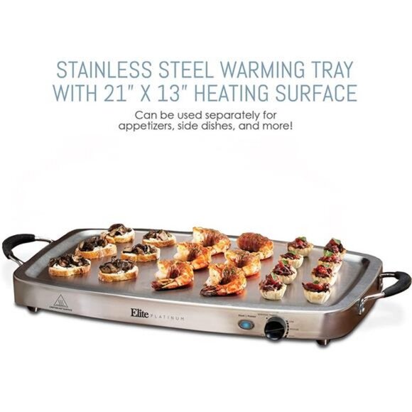 Elite Platinum EWM-9933 Deluxe Triple Buffet Server Food Warmer 3 x 2.5Qt - Picture 4 of 6
